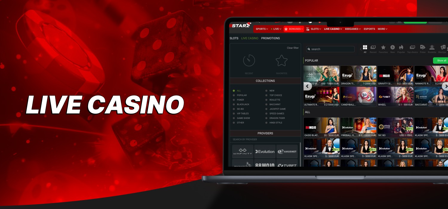 top games in live casino section